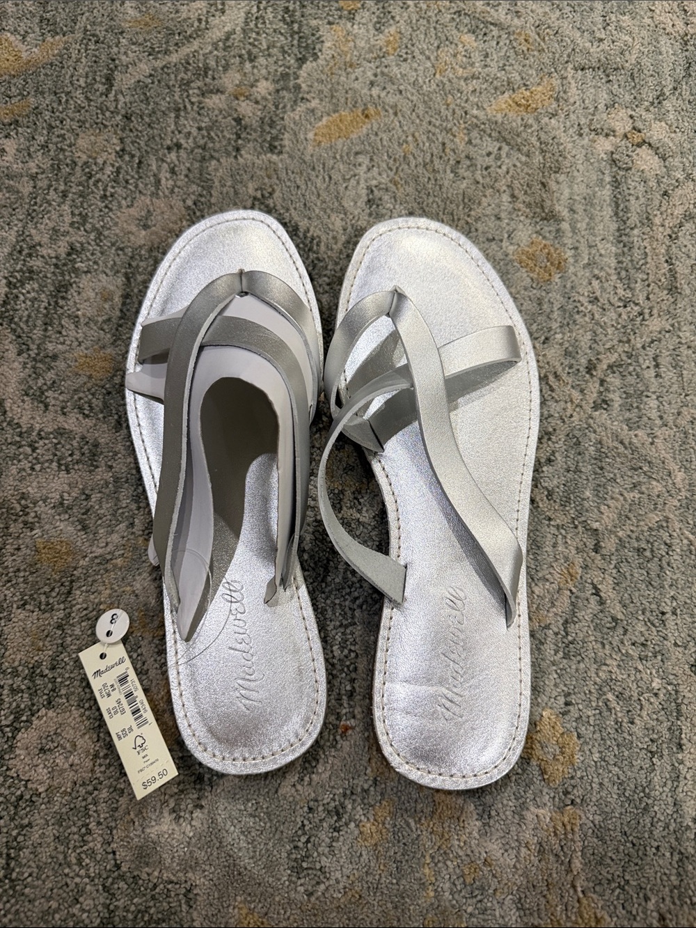 Madewell Silver Metallic Strappy Flat Sandals